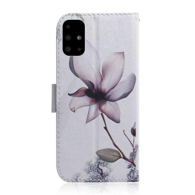 Folio Cover Samsung Galaxy A51 Fiore Rosa Polveroso