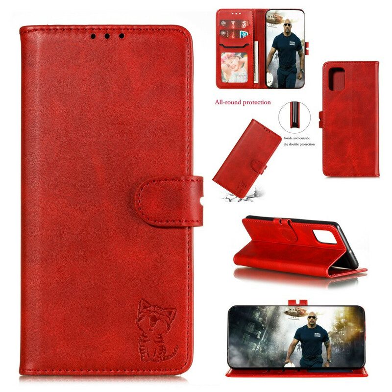 Folio Cover Samsung Galaxy A51 Gattino In Ecopelle