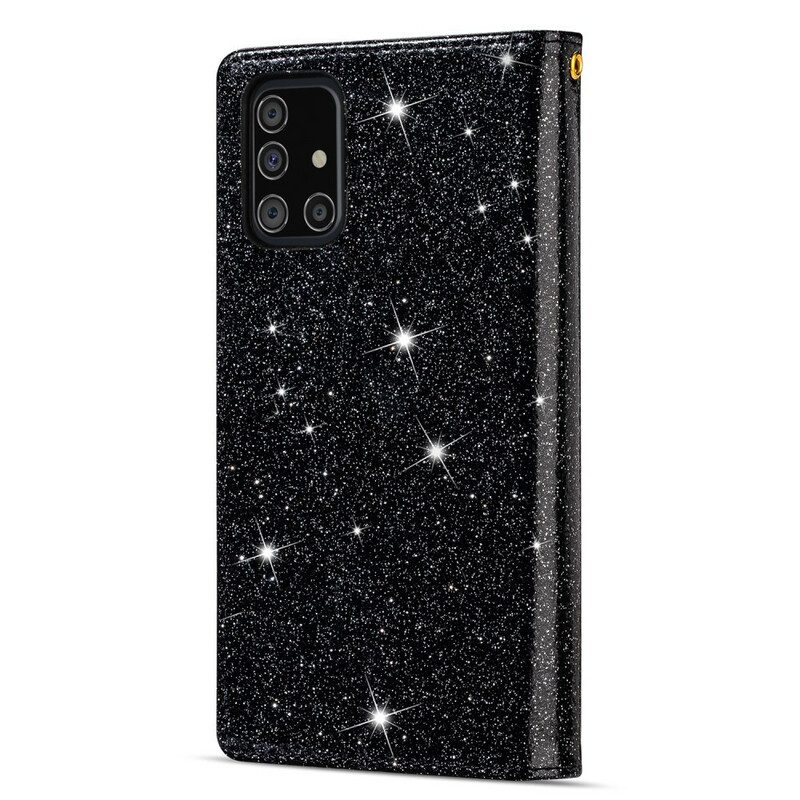 Folio Cover Samsung Galaxy A51 Portafoglio Portafoglio Con Zip In Paillettes