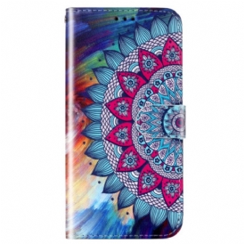 Custodia A Portafoglio Google Pixel 7A Mandala Con Cinghie Colorate