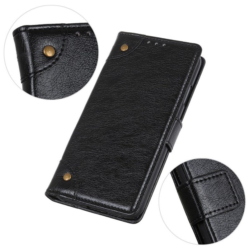 Custodia A Portafoglio Google Pixel 7A Rivetti Vintage In Pelle Nappa Stile