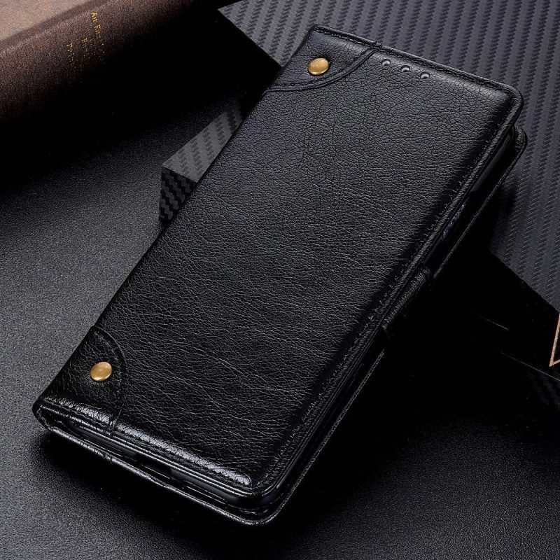 Custodia A Portafoglio Google Pixel 7A Rivetti Vintage In Pelle Nappa Stile