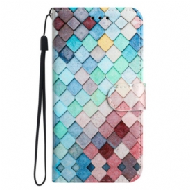 Custodia in pelle Google Pixel 7A Griglia A Strisce Colorate