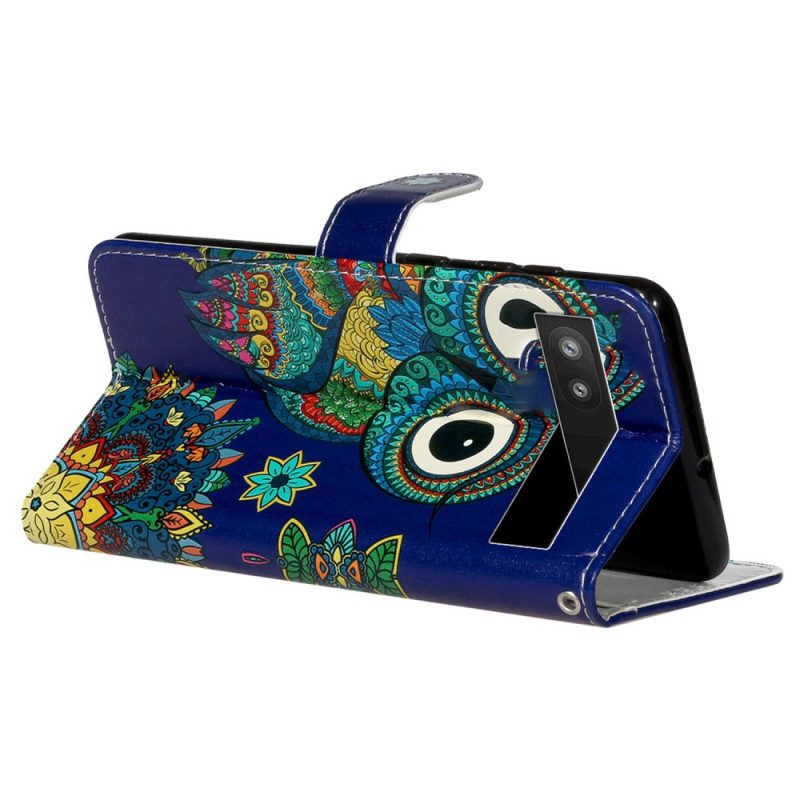 Custodia in pelle Google Pixel 7A Gufi Perizoma Colorati