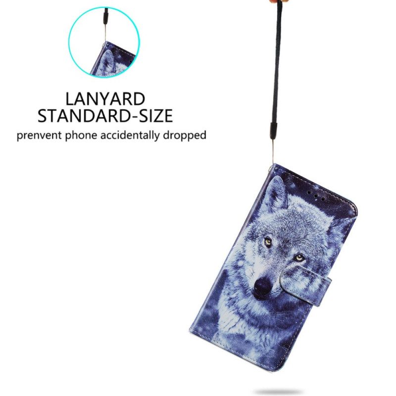 Custodia in pelle Google Pixel 7A Il Mio Lupo Strappy