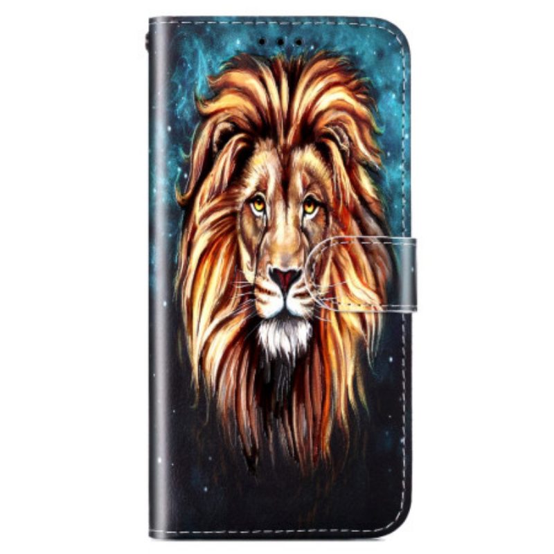 Custodia in pelle Google Pixel 7A Leone Colorato Con Cordino
