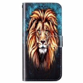 Custodia in pelle Google Pixel 7A Leone Colorato Con Cordino