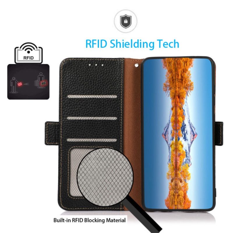 Custodia in pelle Google Pixel 7A Pelle Litchi Khazneh Rfid