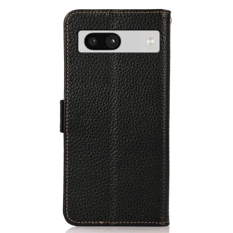Custodia in pelle Google Pixel 7A Pelle Litchi Khazneh Rfid