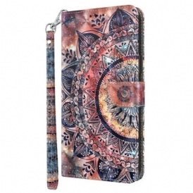 Custodia in pelle Google Pixel 7A Mandala Dell'acquerello Strappy