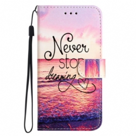 Custodia in pelle Google Pixel 7A Non Smettere Mai Di Sognare Strappy