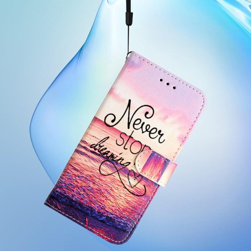 Custodia in pelle Google Pixel 7A Non Smettere Mai Di Sognare Strappy