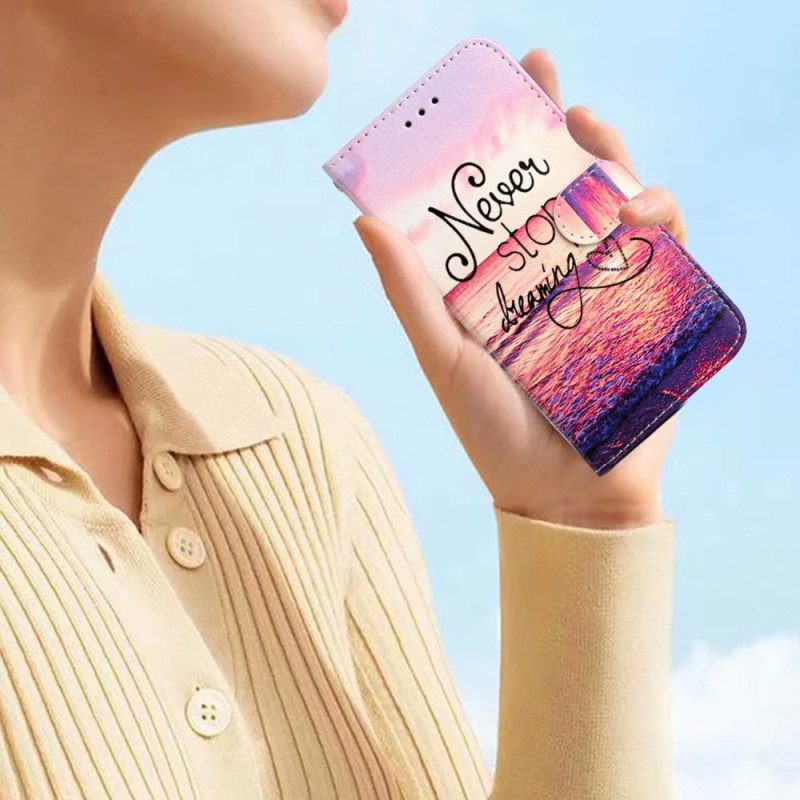 Custodia in pelle Google Pixel 7A Non Smettere Mai Di Sognare Strappy