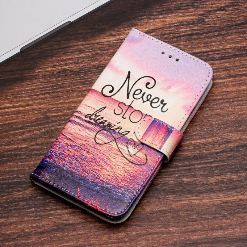 Custodia in pelle Google Pixel 7A Non Smettere Mai Di Sognare Strappy