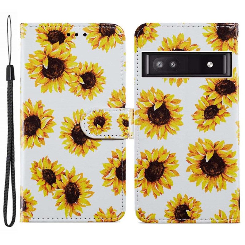 Custodia in pelle Google Pixel 7A Perizoma Girasoli