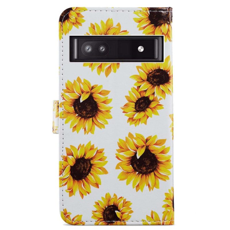 Custodia in pelle Google Pixel 7A Perizoma Girasoli