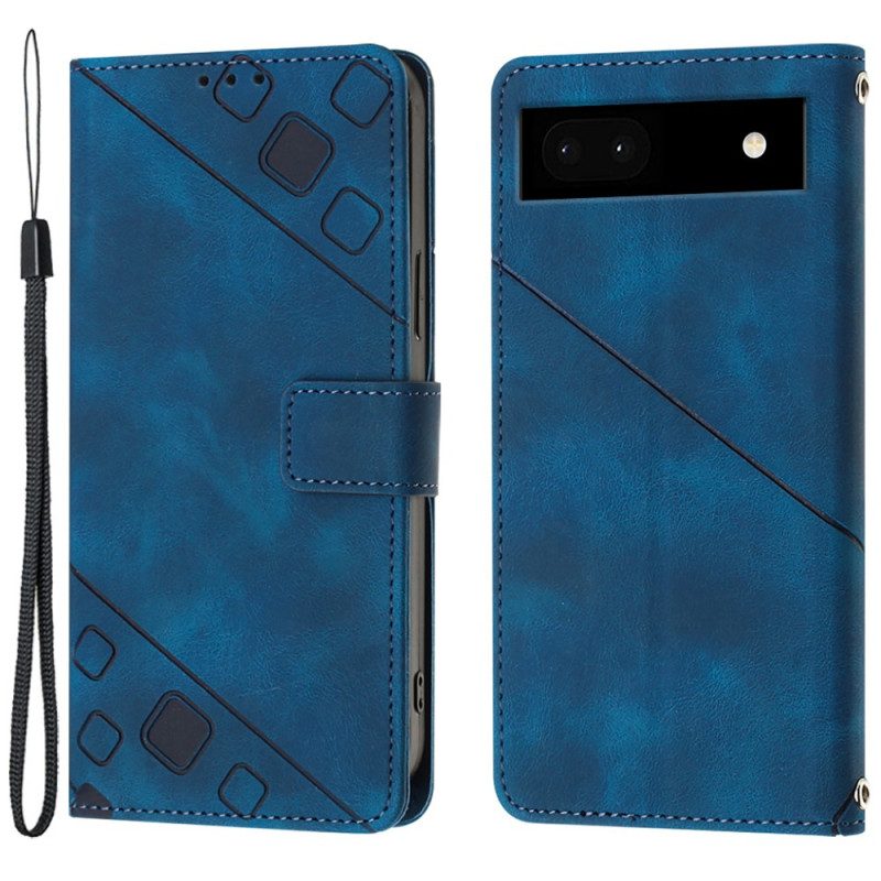 Custodia in pelle Google Pixel 7A Strappy Stile Anni '70
