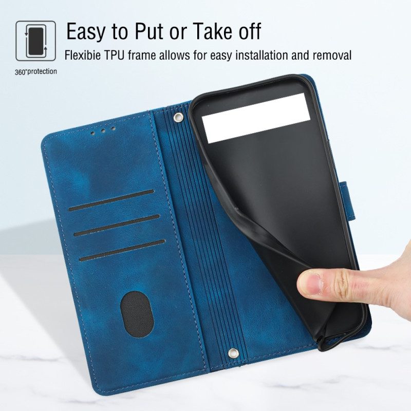 Custodia in pelle Google Pixel 7A Strappy Stile Anni '70