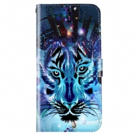 Custodia in pelle Google Pixel 7A Tigre Colorata Con Cordino