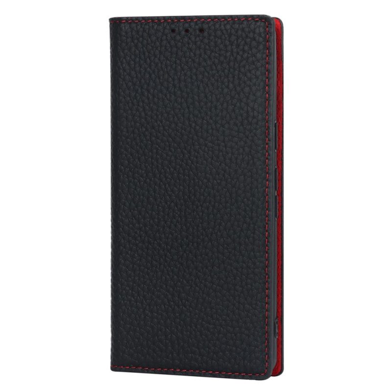 Folio Cover Google Pixel 7A Custodia in pelle Cinturino In Vera Pelle Di Litchi
