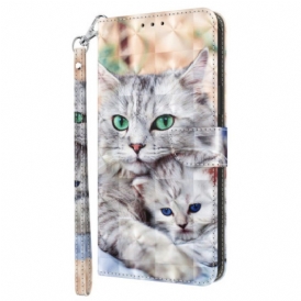 Folio Cover Google Pixel 7A Famiglia Di Gatti Strappy