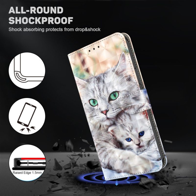 Folio Cover Google Pixel 7A Famiglia Di Gatti Strappy