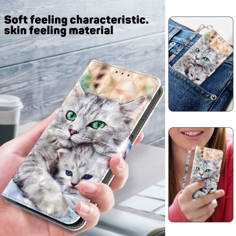 Folio Cover Google Pixel 7A Famiglia Di Gatti Strappy