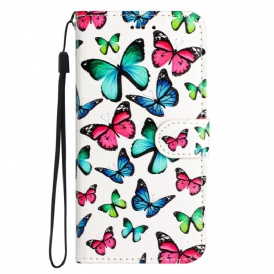Folio Cover Google Pixel 7A Farfalle In Volo Con Cinturino