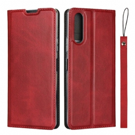 Folio Cover Sony Xperia 10 II Custodia in pelle Ecopelle Con Cinturino