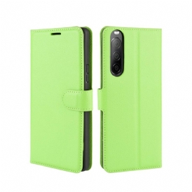 Folio Cover Sony Xperia 10 II Ecopelle Litchi